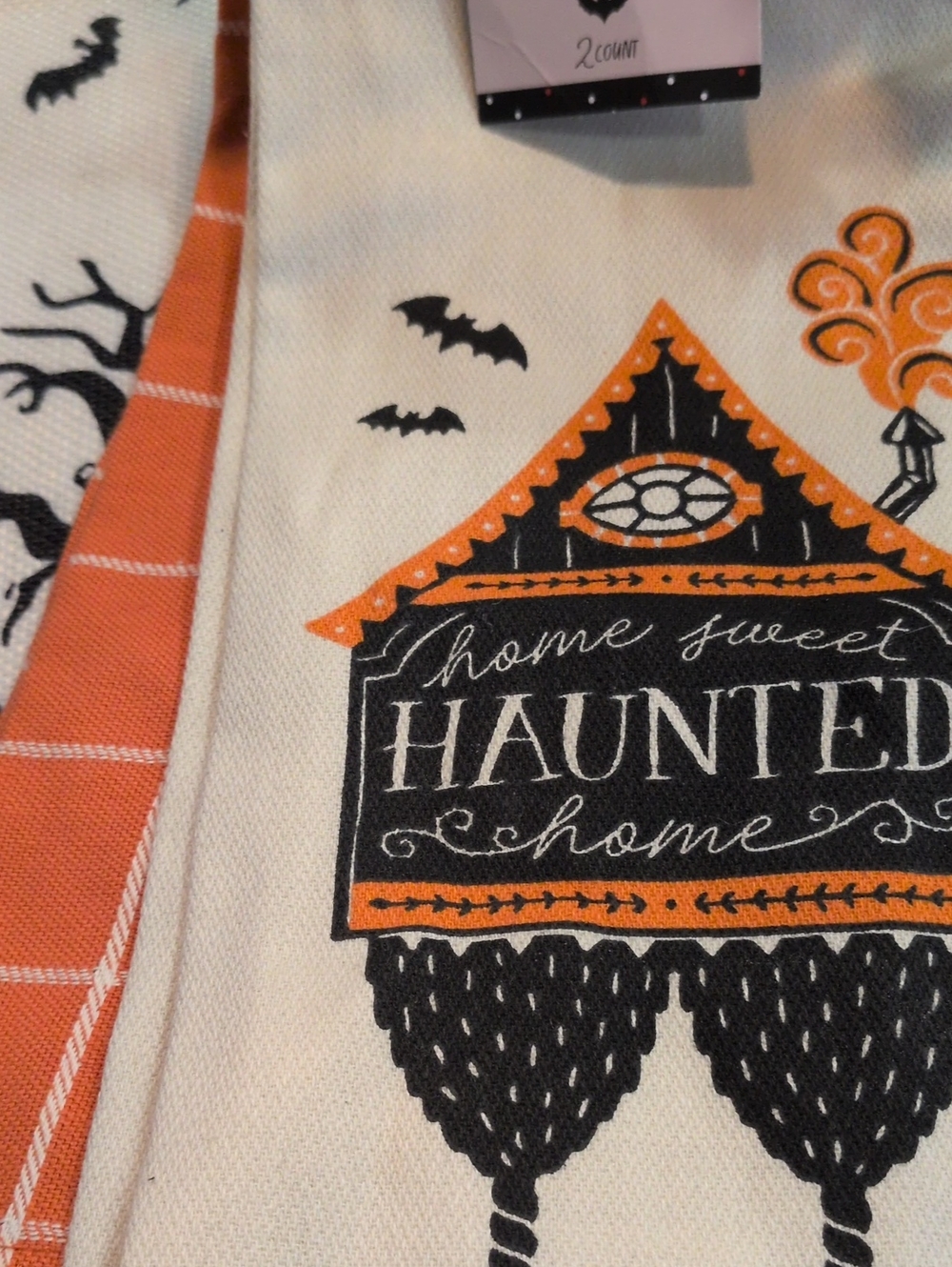 Halloween 'Home Sweet Haunted Home' Decorative Kitchen Towel - Orange & Black